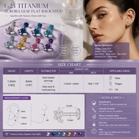 Anting Fashion HGC G23 Titanium Bunga Hati Zirkon untuk Wanita, Perhiasan Tindik Tubuh Helix Daith Tragus Labret