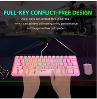 Clavier de jeu filaire ultra-compact rétroéclairé par LED RVB à 61 touches V700 Interface USB Nouveau