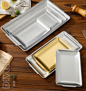 Bandeja Rectangular <span class=keywords><strong>de</strong></span> Acero Inoxidable, Plato <span class=keywords><strong>de</strong></span> Metal Dorado y Plateado para Servir Comida <span class=keywords><strong>de</strong></span> Barbacoa, Restaurante, <span class=keywords><strong>Sushi</strong></span>, Filetes - Product Image 3