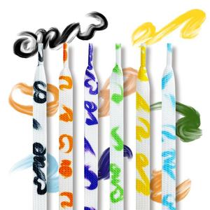 Lacets personnalisés multicolores pour baskets - Cordon de sweat-shirt graffiti peint à la main - Cordon plat imprimé avec logo pour le sport - Product Image 1