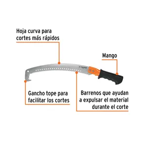 Paquete de 6 sierras de podar de 14 'con mango de agarre cómodo con gancho curvo 5 DPP para jardinería y cuidado de árboles - Product Image 2