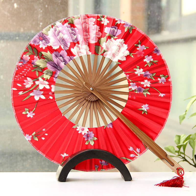 Hicet Floral Patterned Hand Fans Come With Fan Bag, Vintage Silk And - Foto 6