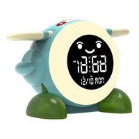 Réveil en forme d'avion de dessin animé au design créatif avec écran LCD, enregistrement, rétroéclairage, entraîneur de sommeil pour enfants, horloge de bureau éducative