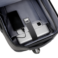 Mochila para Portátil de Poliéster Impermeable a Rayas, con Cierre de Cremallera, Puerto de Carga USB, Antirrobo, Expandible, Transpirable, Oxford, para Negocios
