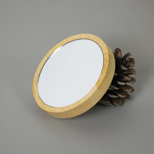 Espejo de mano con marco de bambú, espejo de maquillaje portátil redondo, estilo moderno y sencillo - Product Image 3