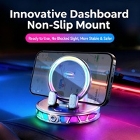 Support de chargeur de voiture sans fil 15W |   Serrage automatique |   Charge rapide |   Rotation à 360° |   Lumière ambiante |   Support de microphone |   RGB |   Type-C