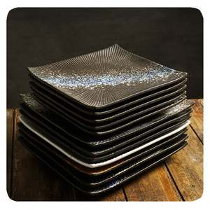 नई आधुनिक जापानी शैली सफेद काला पत्थर अनाज संगमरमर प्लेट सिरेमिक सुशी प्लेट टेबलवेयर स्क्वायर डिनर प्लेट - Product Image 5