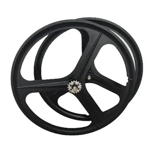 700c bicycle wheel set Aluminum Alloy Dead Flying Bicycle Three spoke Rim Integrated single wheel set, front and rear wheels