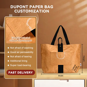 Bolsa de mano Tyvek recubierta de papel Dupont de tamaño mediano ecológica, bolsa de compras reutilizable fuerte y ligera - Product Image 3