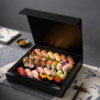 Boîte à sushi en carton rigide de luxe sur mesure, pliable en une seule pièce, avec fermeture magnétique, pour emporter, cadeau ou service traiteur