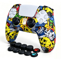 Coque en silicone pour manette PS5, protection par transfert d'eau, capuchons de joystick, accessoires pour console de jeu