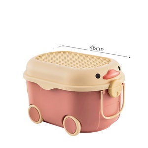 Storage Box Large Baby Toy Organizer Box Book Building Block Sorting Box Duckling on Wheels Children's Plastic Cute Cartoon