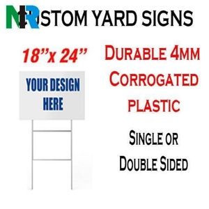 Customizable Outdoor Billboard Waterproof Corrugated <b>Plastic</b> <b>Sheet</b> with H Metal Stake for Business Advertising in Yards - Product Image 1