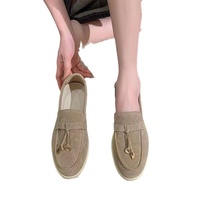 Mocassins en daim haut de gamme pour femmes, style européen et américain, nouvelle collection 2025, pointures 35-45, à enfiler, semelle en caoutchouc