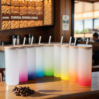 18/25oz Gelas Tumbler Kaca Borosilikat Berlapis Embun Botol Air Sublimasi Tutup Bambu Tiup Manual Aman untuk Mesin Cuci Piring dan Microwave XILIN