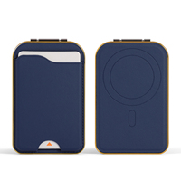 Porte-cartes magnétique en PU avec miroir intégré, cadre métallique électroplaqué, support pliable, emplacements multiples pour cartes, compatible avec les téléphones magnétiques