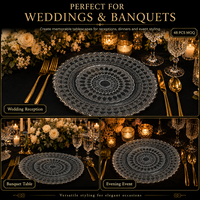 Assiette de présentation en verre transparent pour location de mariage, dessous de plat en verre transparent gaufré pour la décoration de table de banquets et événements de luxe