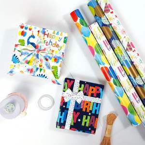 Venta al por mayor de rollos de papel de cumpleaños recubiertos desechables de alta calidad hermoso embalaje rollo de papel de regalo artesanía superior - Product Image 5
