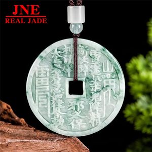 Ciondolo Ornamentale in Giada Naturale Tipo A con Motivo Fiore Fluttuante e Montagna Fantasma, per Uomo e Donna - Product Image 3