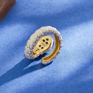 Anello da Donna BOCAI in <span class=keywords><strong>Argento</strong></span> Sterling 925, Smaltato <span class=keywords><strong>Dorato</strong></span>, Classico Serpente con Ametista e Cristallo Giallo, Regalo per Innamorati, Gioielli in <span class=keywords><strong>Argento</strong></span> - Product Image 4