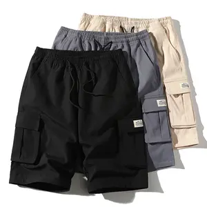 Pantalones cortos de carga para hombre, de alta calidad, con bolsillos, ropa de calle, de algodón