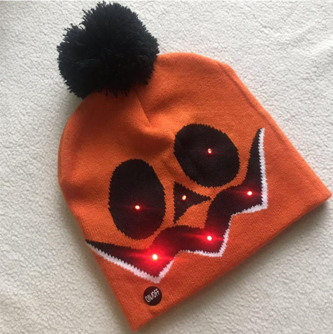 100% Acrylic Knitting Beanie Hat With Led Light halloween events unisex led winter beanie light hats