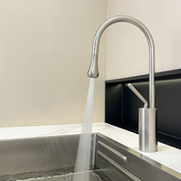 Robinet de cuisine extractible 2 fonctions en acier inoxydable 304, eau chaude et froide, en forme de goutte d'eau, pour évier domestique