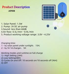 OTHC AP008 taşınabilir güneş su pompası pil hava hortumları ve kabarcık taşlar ile işletilen 3 çalışma modları gölet havalandırıcı oksijenatör - Product Image 6