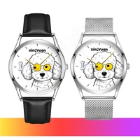 Montre Unisexe Weekender 40mm Motif Chien Chiot Dessin Animé pour Femme et Homme, Bracelet en Cuir, Mouvement à Quartz, Étanche et Design Élégant pour Enfants