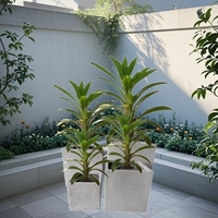 Lot de 4 pots de fleurs carrés en fibre d'argile pour l'intérieur et l'extérieur, pour la décoration de jardin.