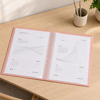 Carnet de présentation spirale PP avec logo personnalisé, 20, 40, 60 pages, format A4, couleur pastel, classeur à feuilles transparentes, organiseur de documents