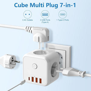 Adattatore da Viaggio 7 in 1, Convertitore con 3 Prese, 2 Porte USB-A e 2 Porte USB-C, Senza Cavo - Product Image 2