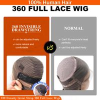 Perruque 360 Lace en Cheveux Humains, Ondulée Invisi Body Wave, Perruque Frontale HD Lace Pré-Plucked avec Cordon de Serrage, Perruque Frontale 360 Sans Colle pour Femmes