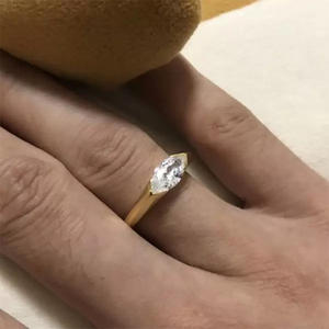 Desain baru cincin pernikahan Moissanite tiruan berlapis emas untuk wanita mewah potongan Marquise kubik zirkonia janji <span class=keywords><strong>Promise</strong></span> - Product Image 6