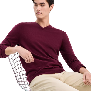 Pulls d'hiver à col en V tricotés à la main pour hommes, chauds, décontractés, doux, en mélange de laine, pull-over OEM ODM, toutes tailles - Product Image 1