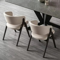 Fauteuil de salle à manger en bois massif de style italien, design minimaliste moderne nordique, dossier personnalisable, rembourrage doux, utilisation domestique