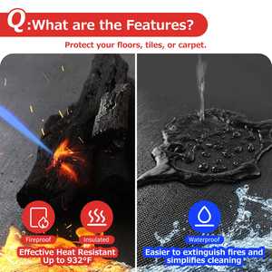 Alfombrillas para chimenea resistentes al fuego, alfombrilla ignífuga semiredonda para chimenea, ignífugo negro, protege los suelos, chispas para patio, <span class=keywords><strong>brasas</strong></span> - Product Image 4