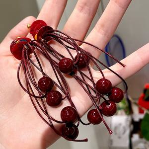 Boucles d'oreilles pendantes vintage en perles de haricot rouge pour femme, bijoux en pierre naturelle, perles rouges, à porter au quotidien 2025 - Product Image 2