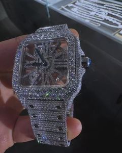 Модные мужские часы с ажурным дизайном, инкрустированные стразами, индивидуальный дизайн, популярные дизайнерские люксовые часы-скелетоны на запястье - Product Image 3