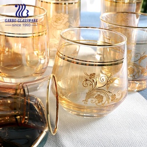 En stock la commande faible QUANTITÉ MINIMALE DE COMMANDE ion électrolytique Arabe style gobelet en verre tasses à thé vin verre flûte à <span class=keywords><strong>champagne</strong></span> avec réel or jante - Product Image 3