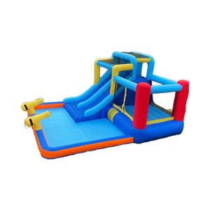 Château gonflable durable en PVC <span class=keywords><strong>bleu</strong></span> à double toboggan pour enfants <span class=keywords><strong>Trampoline</strong></span> gonflable compact à usage domestique - Product Image 6