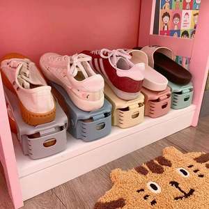 1PCS Durable Adjustable Double Tier Living Room <b>Shoe</b> <b>Storage</b> <b>Rack</b> with Foldable Design Space Saving <b>Shoe</b> Organizer - Product Image 4
