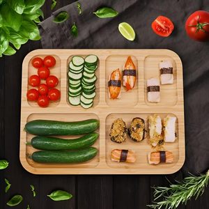 Bandeja de Bambú para Aperitivos, Tabla de Quesos y Charcutería con Compartimentos y Tapa Transparente con Cierre - Product Image 4