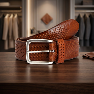 B.S INTERNATIONAL Hebilla Cuadrada de Cuero Genuino de Piel de Vaca, Estilo Vintage, Ecológica, Impermeable, a la Moda, Ideas de Regalo para Hombres - Product Image 1