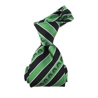 Cravates pour hommes de bonne qualité, cravate personnalisée avec logo, cravate d'école, anniversaire, microfibre, polyester, tissée, rayée, verte et noire