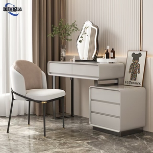 Jinruishengda Moderner Minimalistischer All-in-One Holz-Schminktisch Schlafzimmer Cremefarbener Schminktisch Influencer-Style Lackierter Schreibtisch - Product Image 1