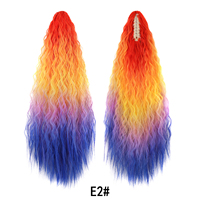 Queue de cheval ondulée bouclée de 24 pouces, queue de cheval synthétique ondulée à pince pour femmes, extension de cheveux synthétique ondulée, perruque à clipser