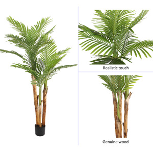 Faux Bonsai artificiale di canna d'oro palma con tre realistica pianta di palma per la casa decorazione per la casa di arredamento pianta - Product Image 6