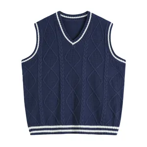 Custom OEM 100% Woolen Loose Fit Sleeveless women Knitted Sweater Vest