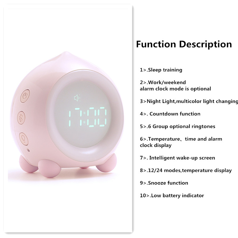 Sveglia Per Bambini, Sveglia Digitale Ricaricabile Con Simpatiche Emoji, Luce Notturna Con Vocale Porta 2 Sveglie 5 Voci Funzione Snooze Data Tem 86537706